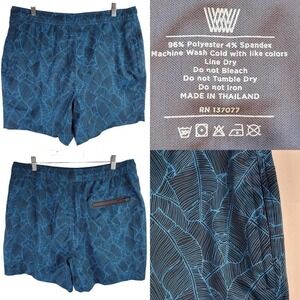 Mack Weldon Mens Lined Swim Trunks Shorts XL Green Black Drawstring 6” Inseam